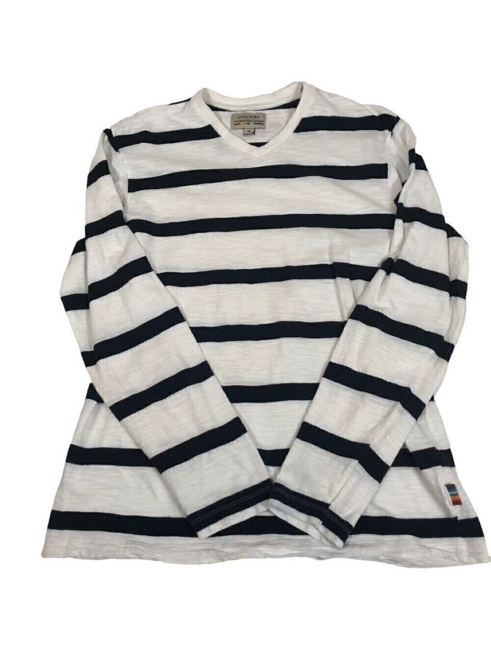 Colours by Alexander Julian Men's Black White Stripe Pullover Shirt Size M